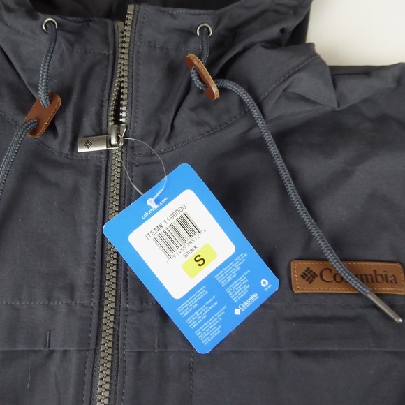 Columbia Full Zip Cotton Nylon Blend Hooded Windbreaker Performance Jacket NWT - Picture 6 of 8